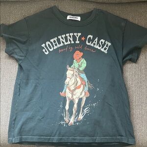Daydreamer Black Tee with Johnny Cash Cowboy Graphic